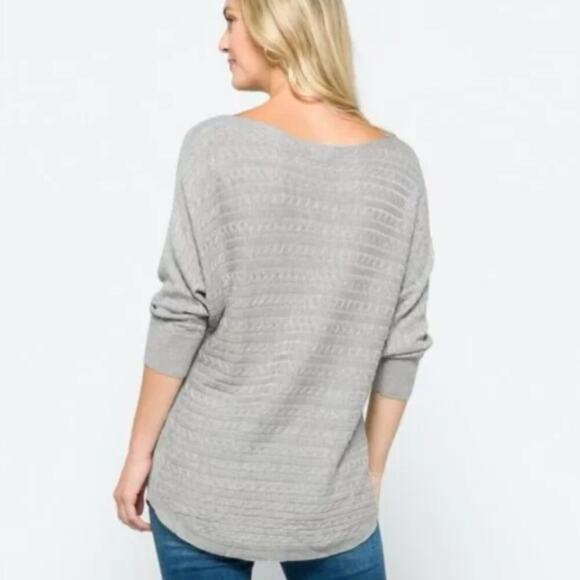NWT Market & Spruce Reviera Cable Knit Dolman Pullover Grey Size XL - Picture 2 of 11